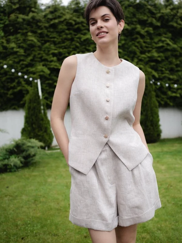 Жилет с круглым горлом цвет натуральный