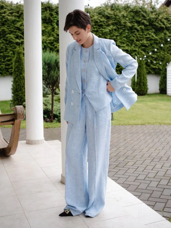 Жакет двубортный цвет голубой