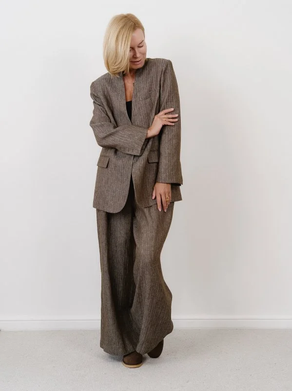 Брюки  цв.коричневый , рис. елочка