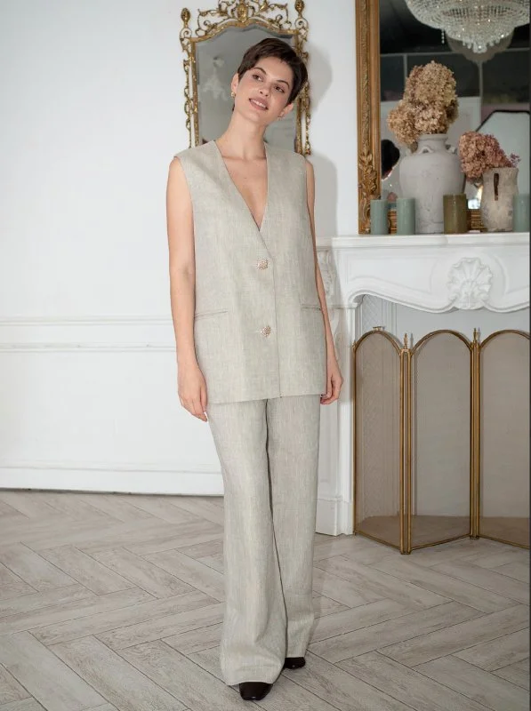 Брюки цв. беж (рис.мелкая ёлочка)