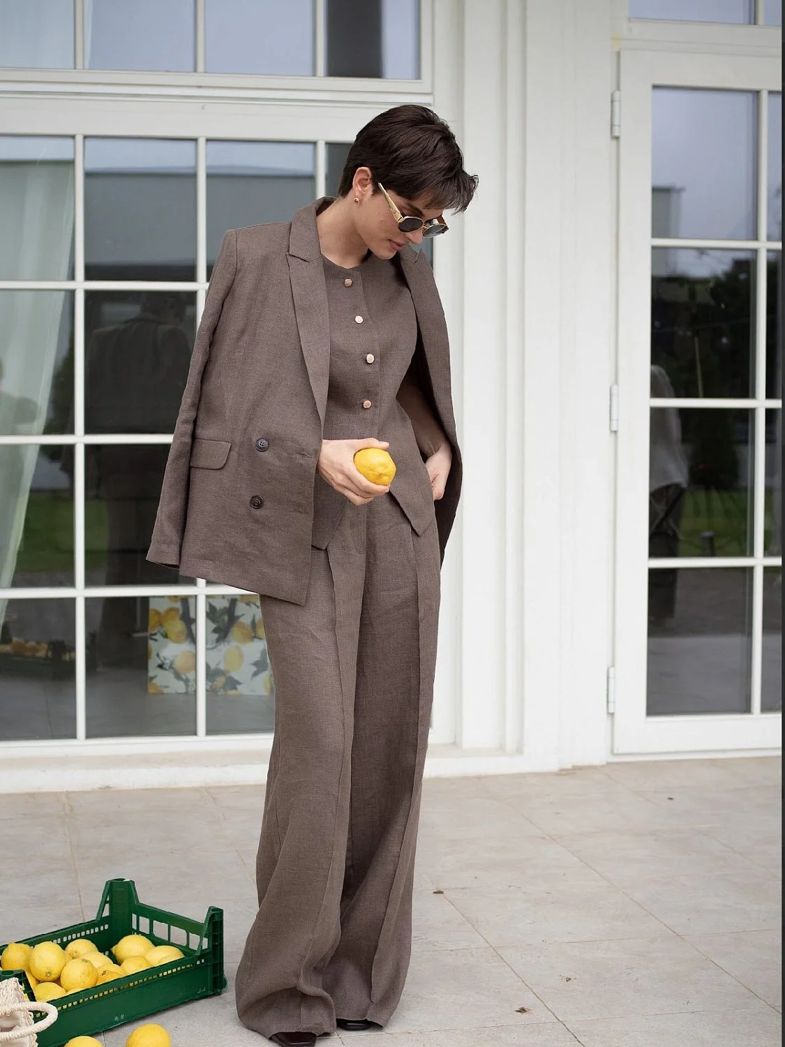 Жакет двубортный цвет шоколад