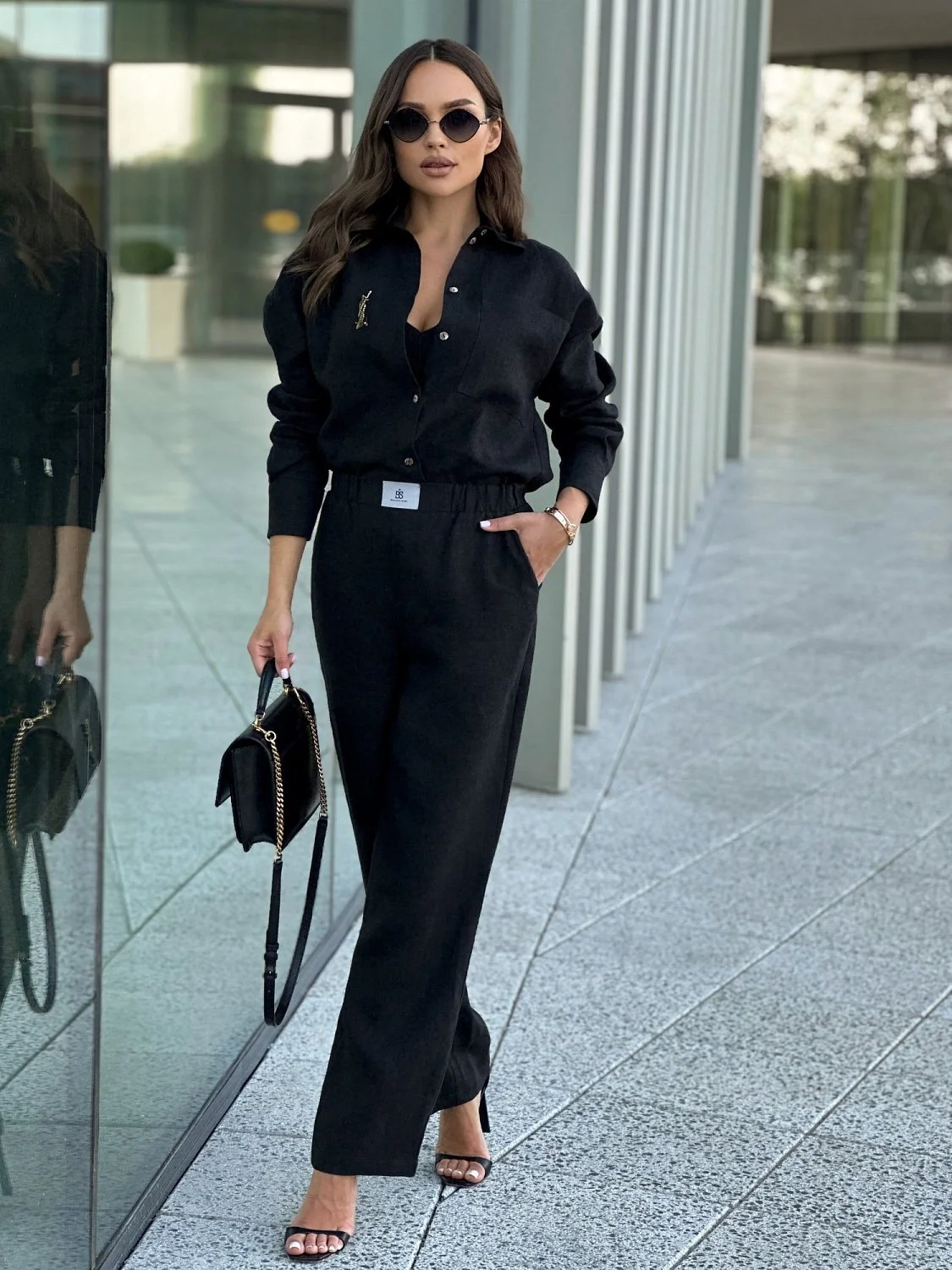 Рубашка льняная цвет ЧЕРНЫЙ Рубашка льняная цвет ЧЕРНЫЙ