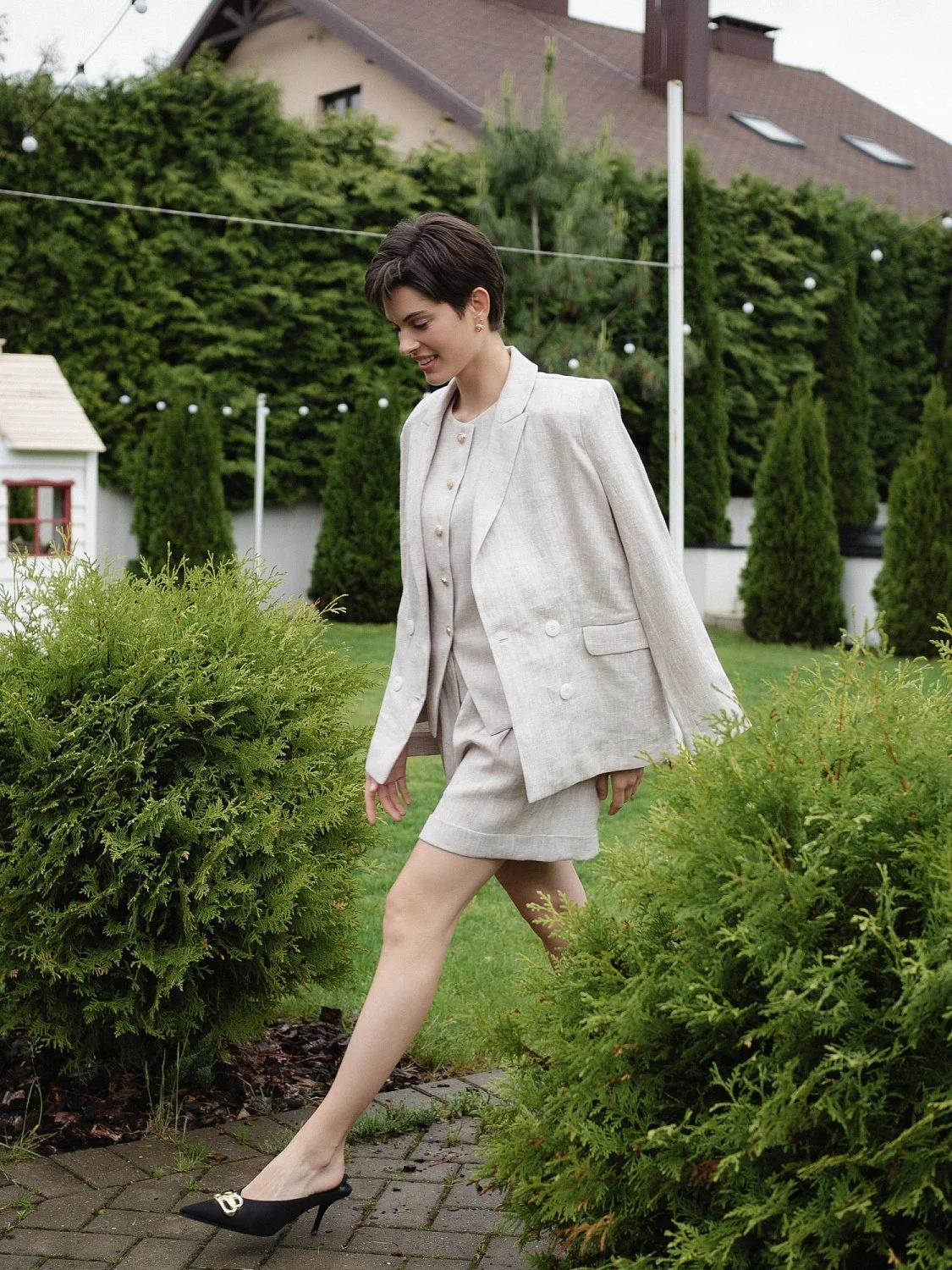 Жакет двубортный цвет натуральный