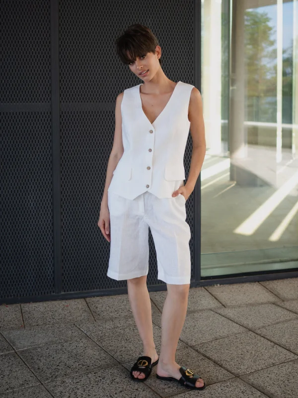 Бермуды льняные цвет белый - в фирменном магазине спортивной одежды Brillante.by