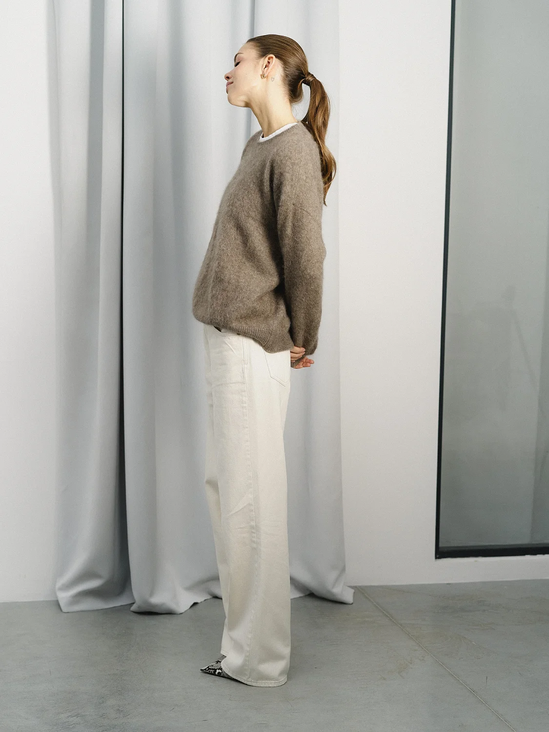 Свитер кашемировый цв. Бежево-коричневый