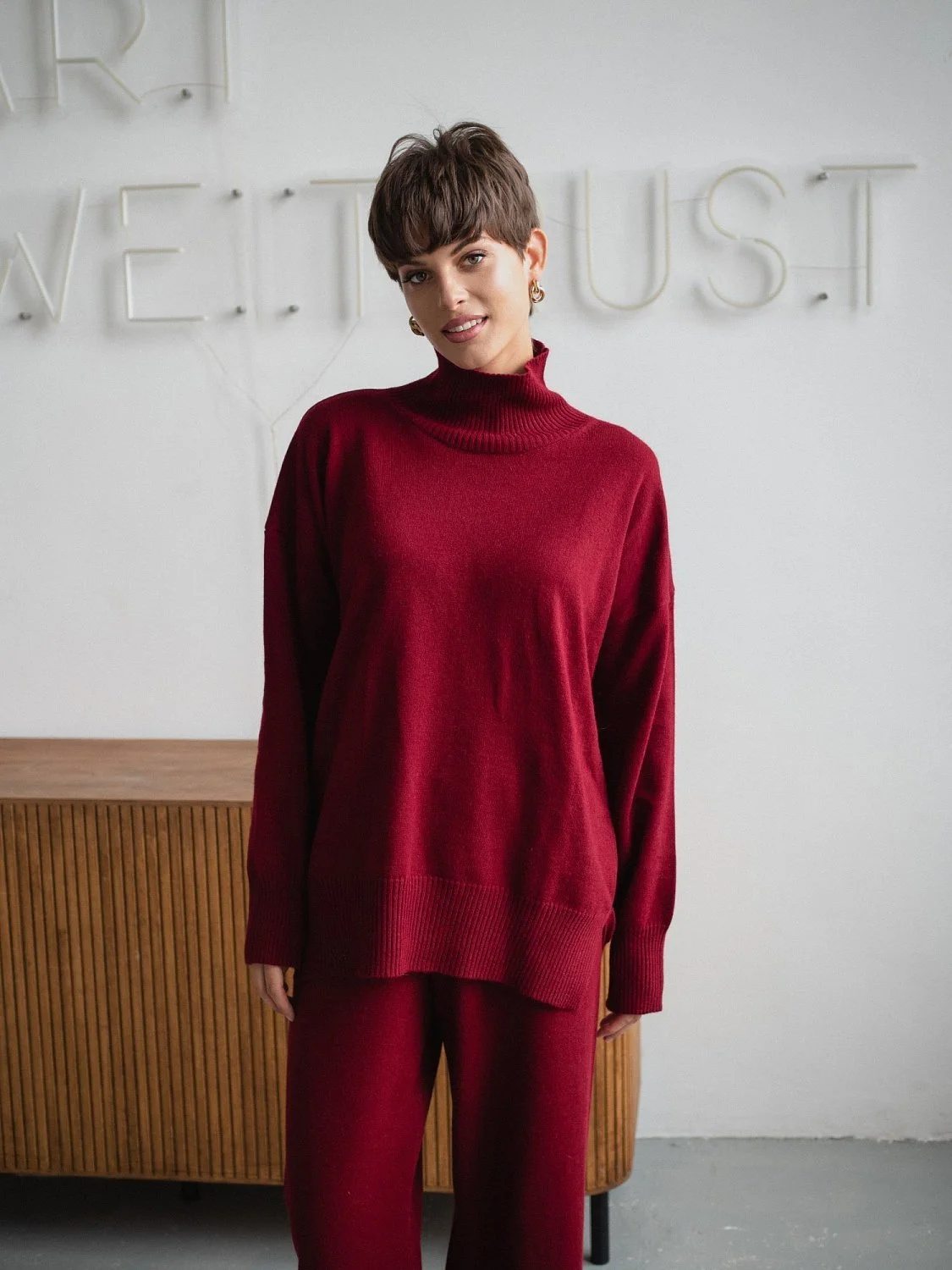 Костюм из ангоры цвет Марсала