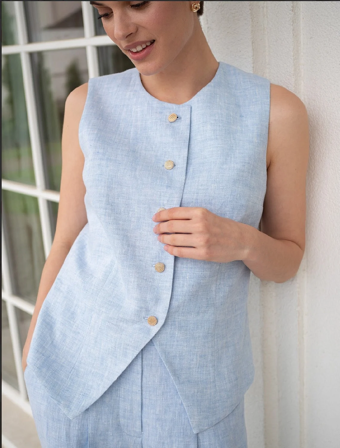 Жилет с круглым горлом цвет голубой