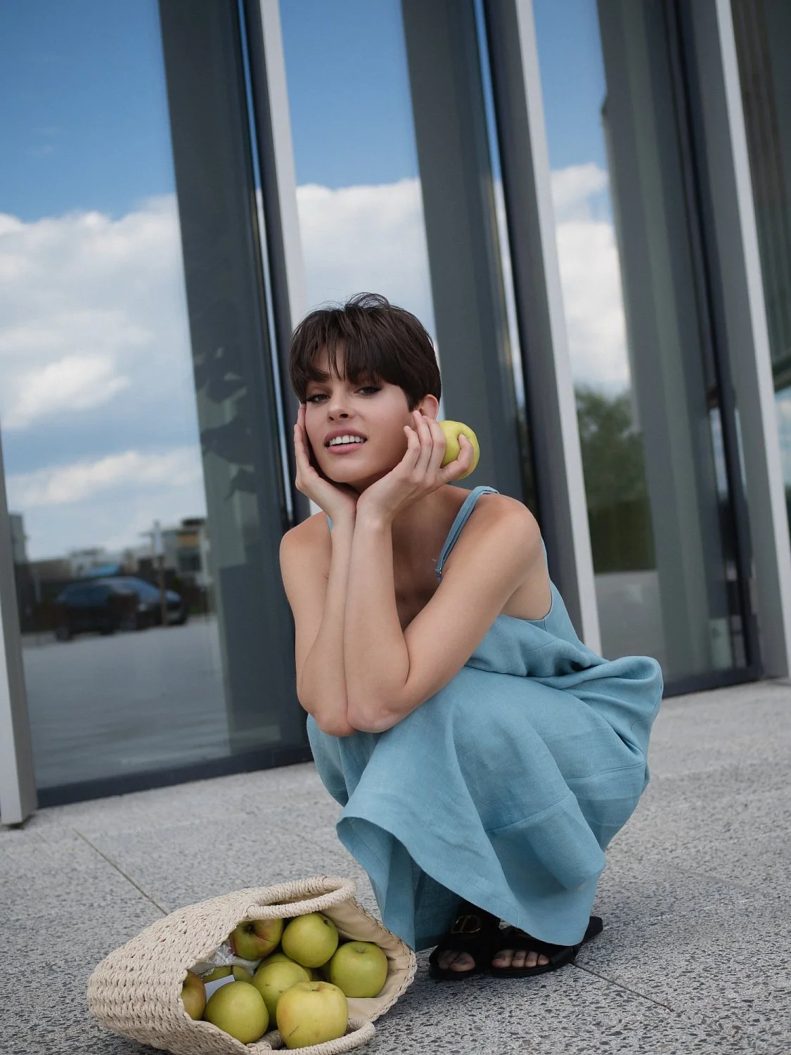 Платье комбинация цвет Океан