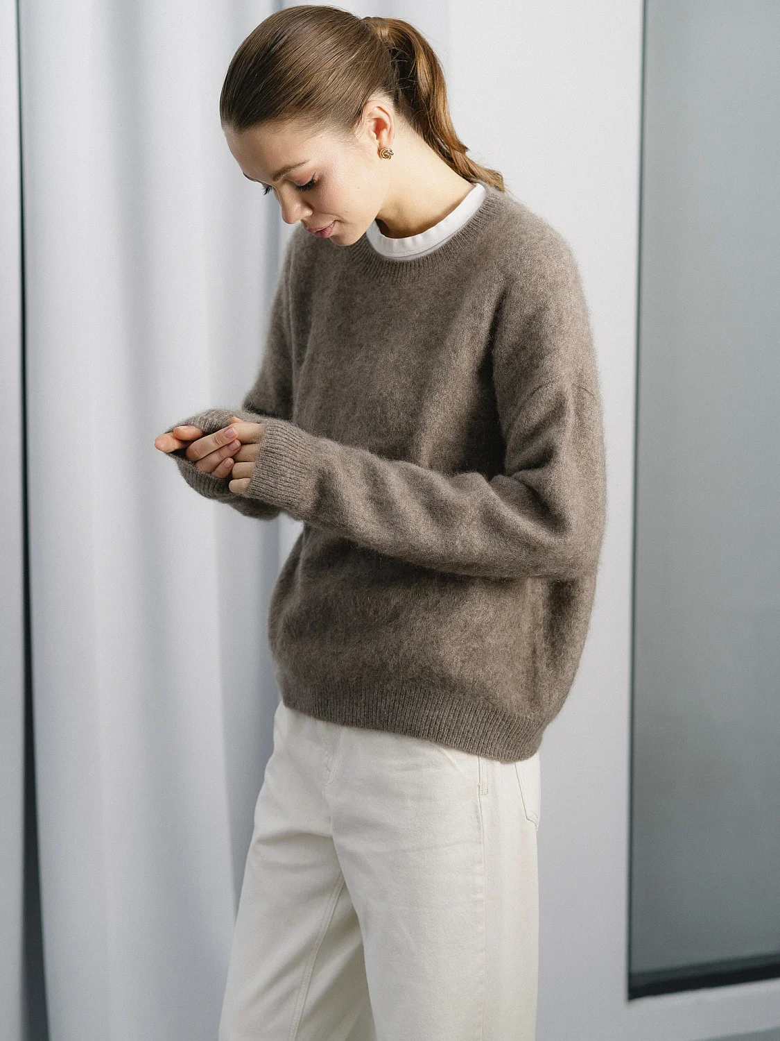 Свитер кашемировый цв. Бежево-коричневый