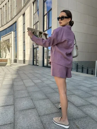 Рубашка льняная цвет CИРЕНЬ Купить Рубашка льняная цвет CИРЕНЬ в фирменном магазине спортивной одежды Brillante.by