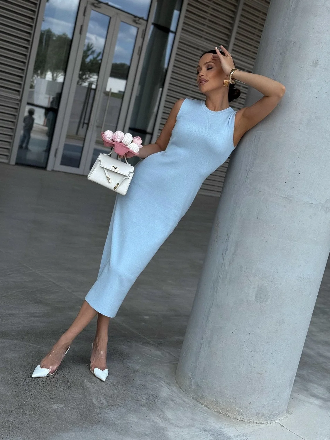 Платье трикотажное CHIC цв. изысканный голубой