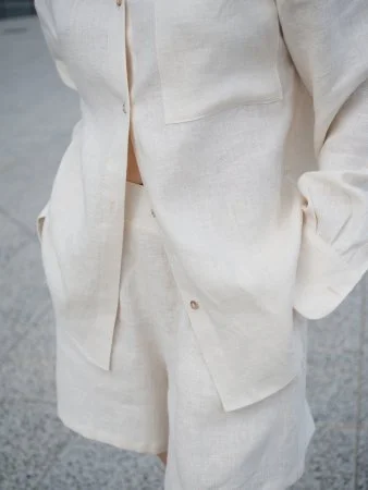 Купить Рубашка льняная цвет Сливочное масло в фирменном магазине спортивной одежды Brillante.by