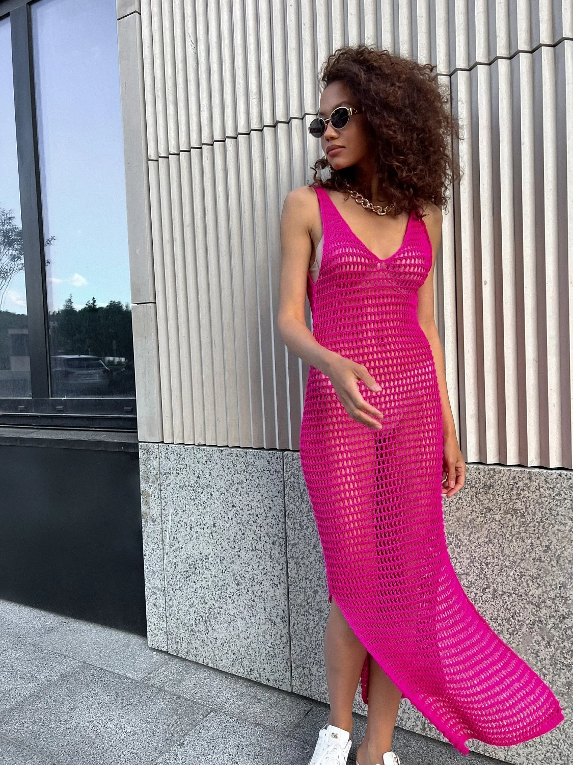 Туника пляжная цвет Неон Пинк