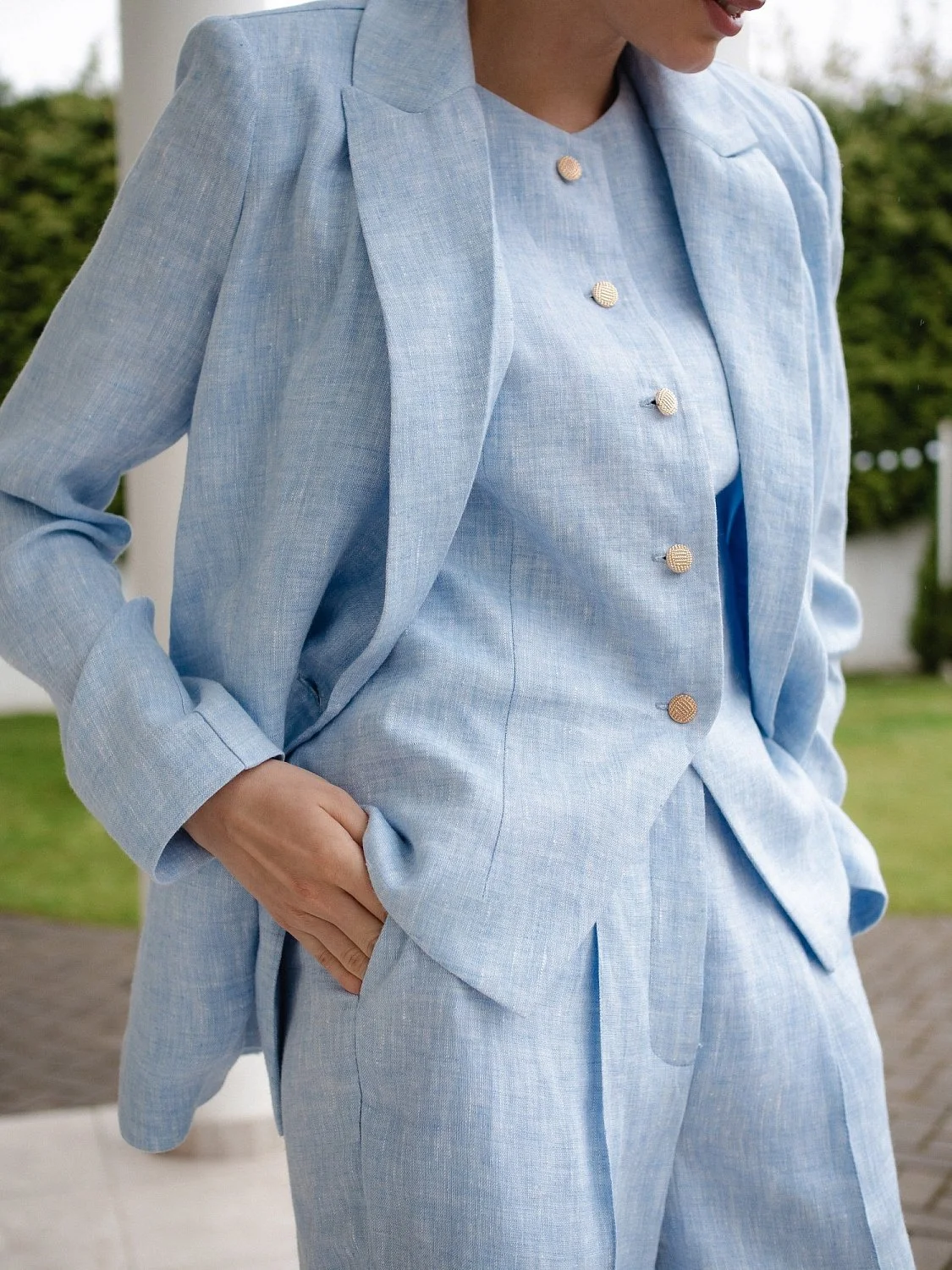 Жакет двубортный цвет голубой