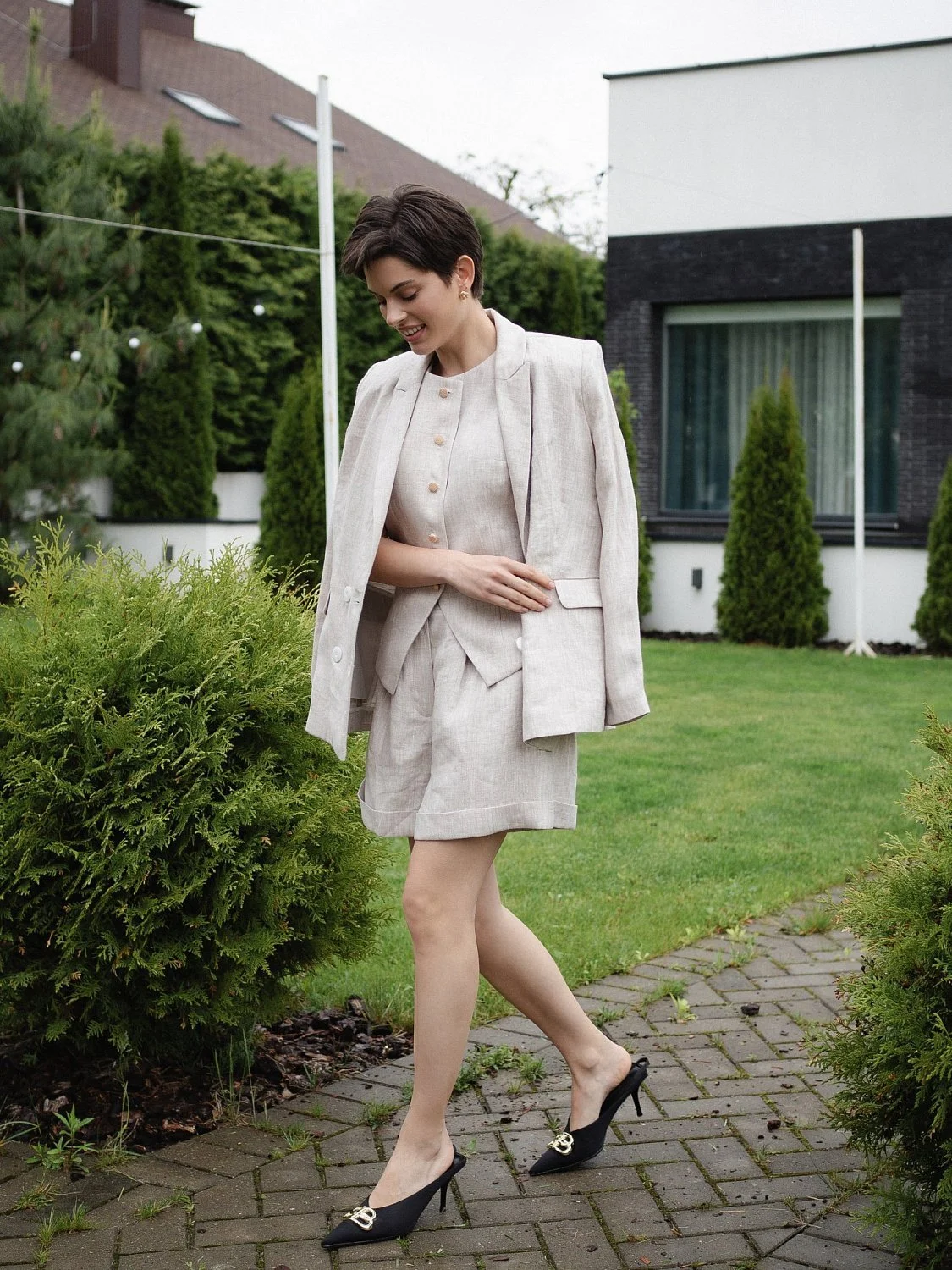 Жакет двубортный цвет натуральный