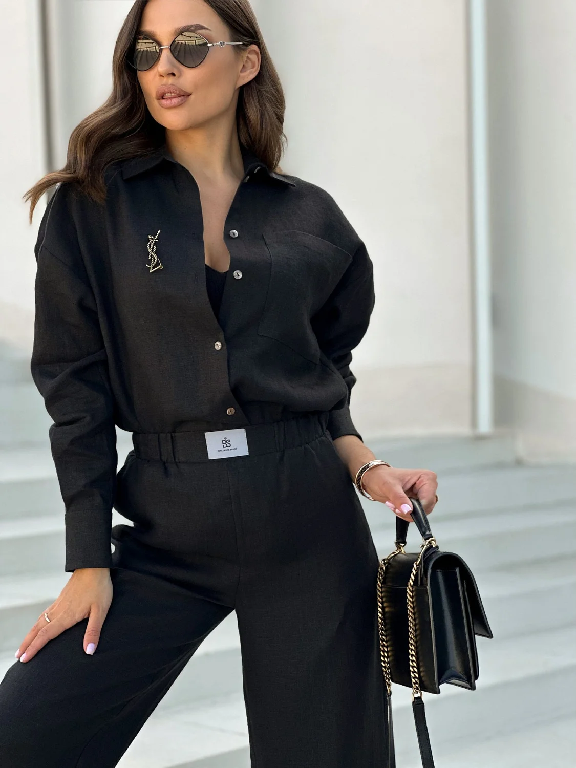 Брюки из льна цвет Черный