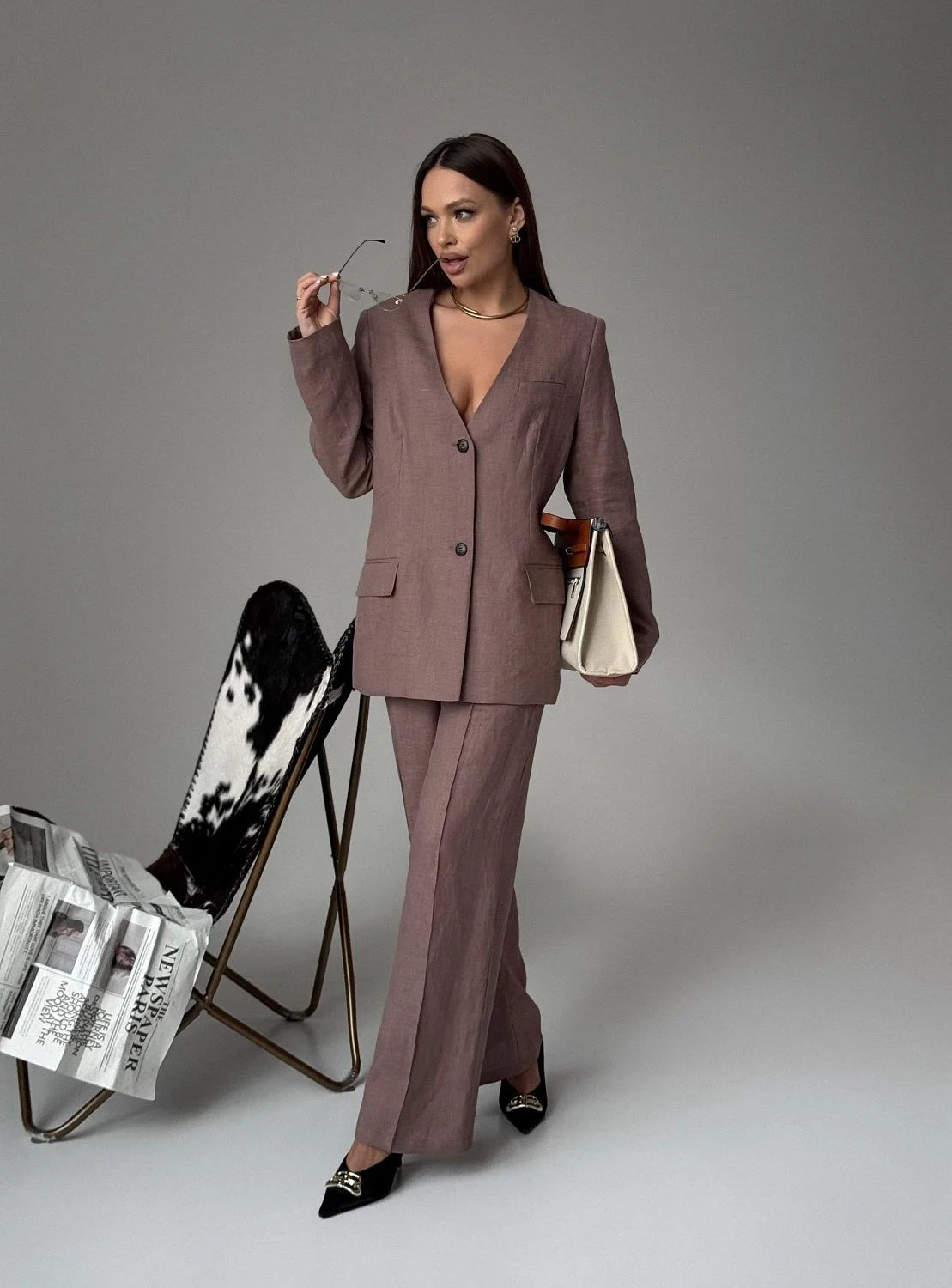 Жакет без воротника цвет Сливочное какао