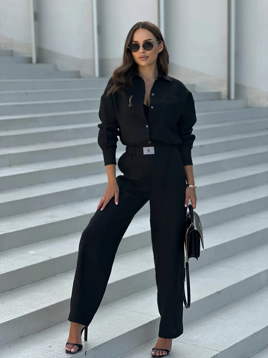 Брюки из льна цвет Черный