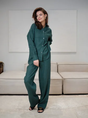 Купить Брюки  из льна цвет Изумруд в фирменном магазине спортивной одежды Brillante.by