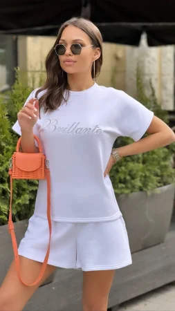 Костюм женский с шортами Белый Купить Костюм женский с шортами Белый в фирменном магазине спортивной одежды Brillante.by
