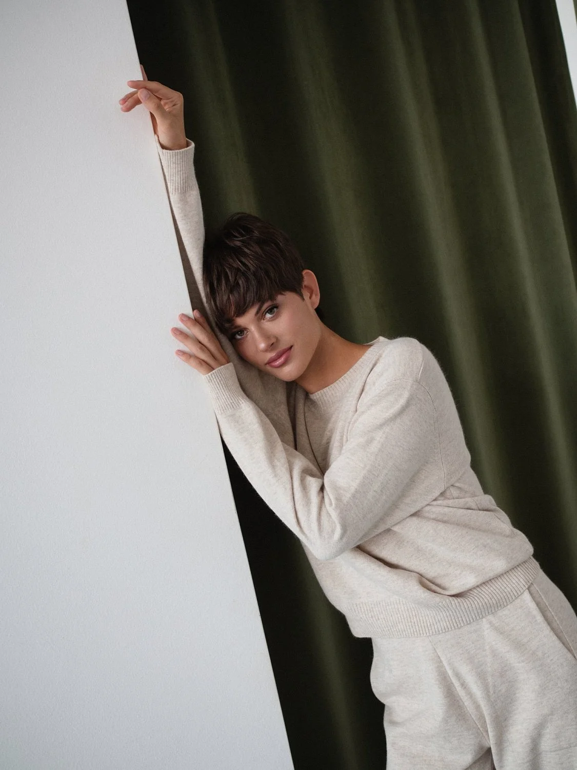 Костюм из ангоровой шерсти цвет БЕЖЕВЫЙ МЕЛАНЖ