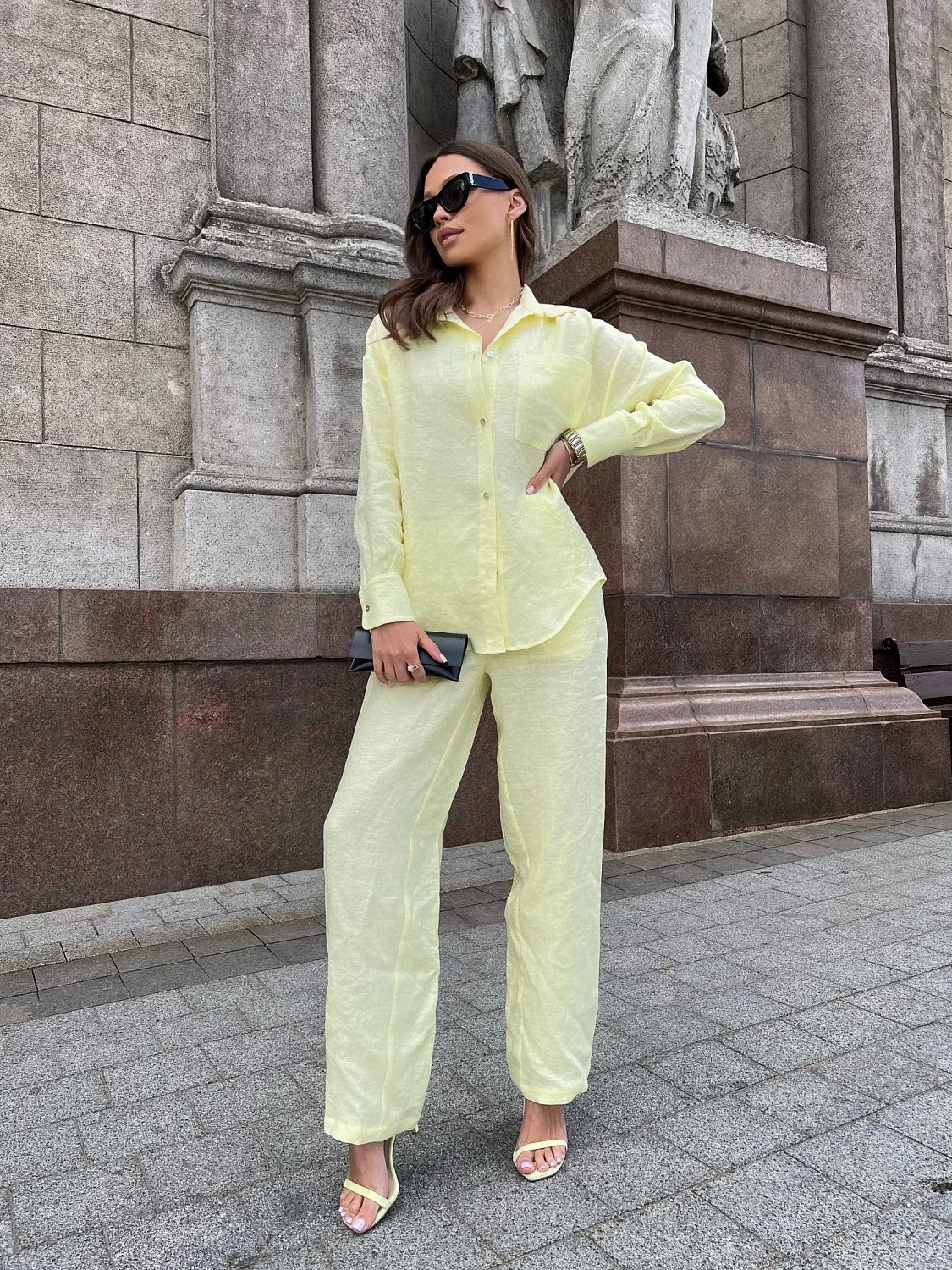 Рубашка льняная цвет ЛИМОНАД