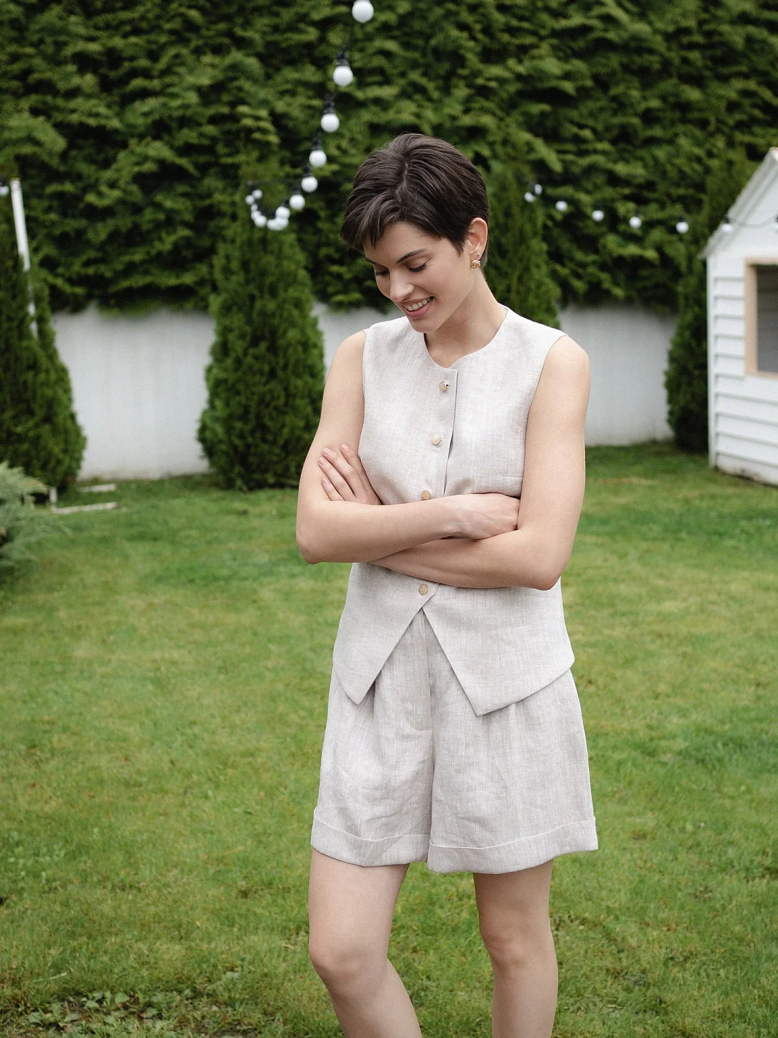 Жилет с круглым горлом цвет натуральный