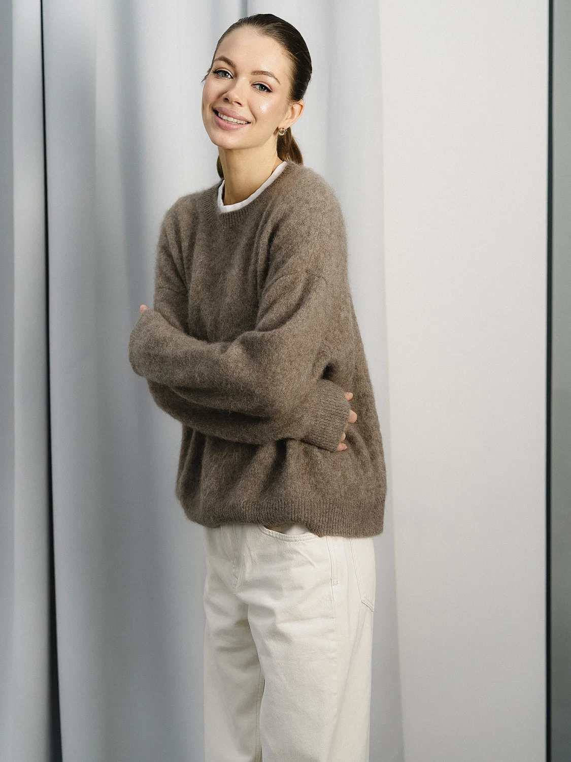 Свитер кашемировый цв. Бежево-коричневый