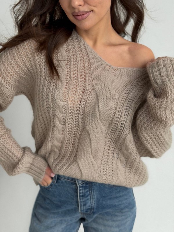 Свитер из тончайшей шерсти беби-альпаки с V-образным вырезом - в фирменном магазине спортивной одежды Brillante.by