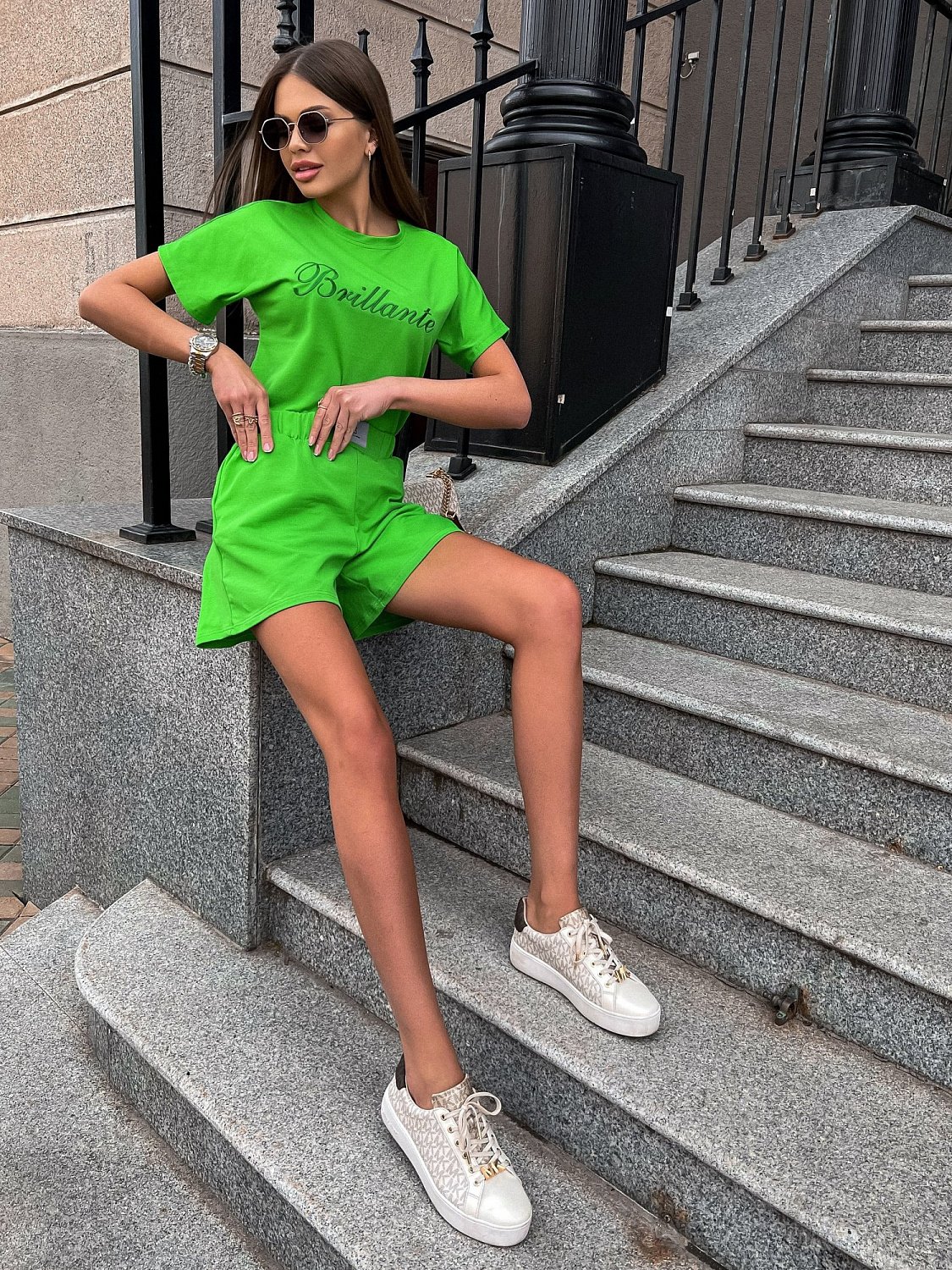 Костюм женский с шортами Грин