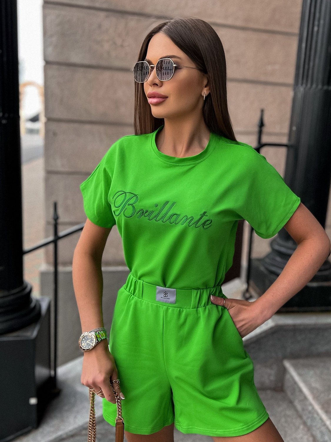 Костюм женский с шортами Грин