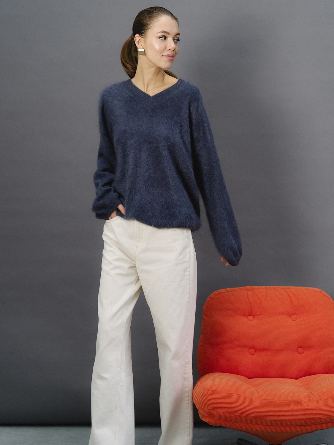 Свитер кашемировый цв.Глубокий синий