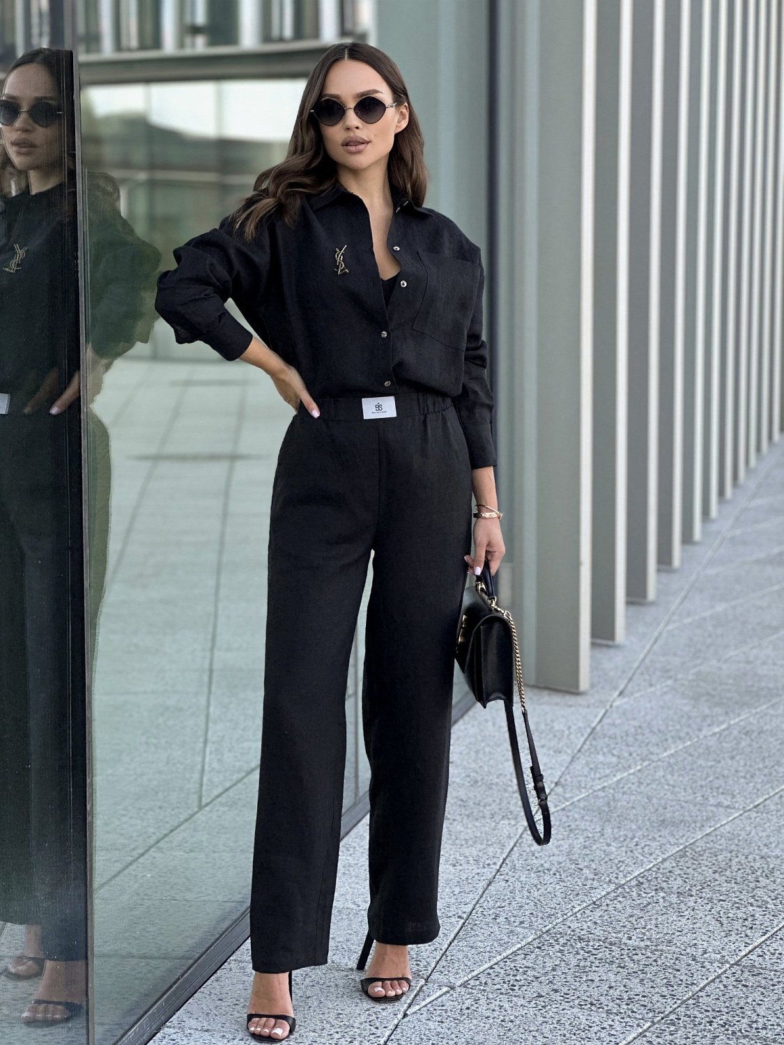 Рубашка льняная цвет ЧЕРНЫЙ