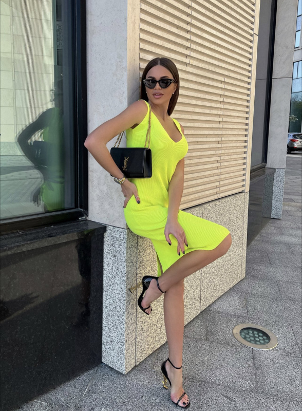 Купить Платье трикотажное цвет Неон лимон в фирменном магазине спортивной одежды Brillante.by